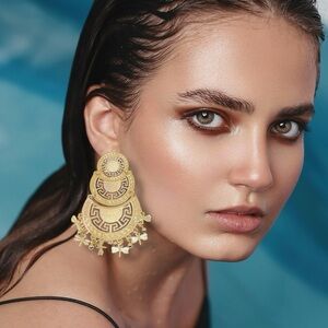 Elegant Dangle Mariachi Gold plated Statement Earrings